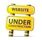 Website under construction sign, yellow and black.