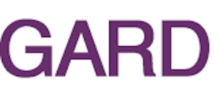 Purple text spelling "GARD" on white background.