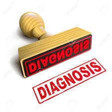 Rubber stamp with "Diagnosis" text in red.