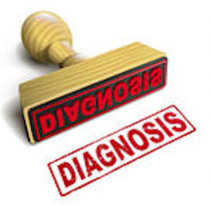 Rubber stamp with the word "Diagnosis.