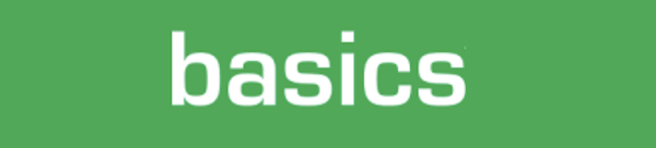 Green background with white 'basics' text.