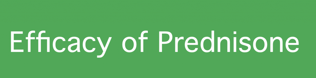 Text: Efficacy of Prednisone on green background.