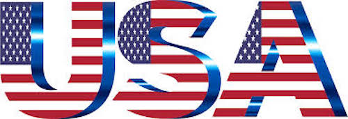 USA letters with American flag design.