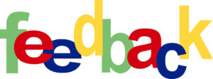 Colorful letters spelling the word "feedback".