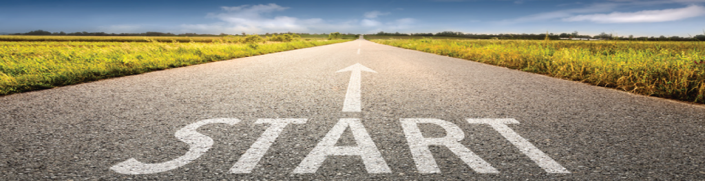 Open road with "Start" and arrow marking.