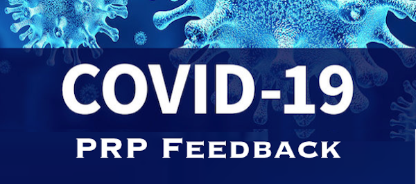 COVID-19 PRP Feedback with virus illustration.