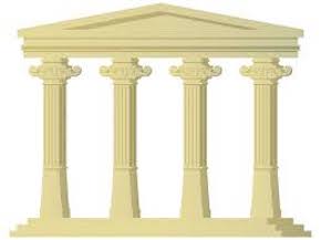 Ancient Greek temple with four columns.