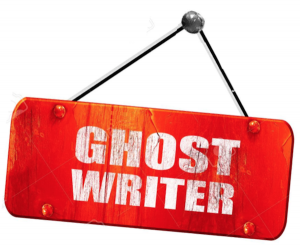 Red sign saying "Ghost Writer" hanging.