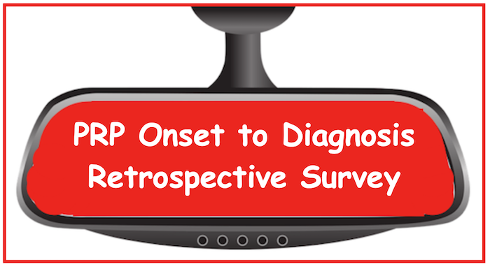 Rearview mirror with PRP survey text.
