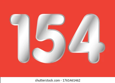 A red background with silver numbers 1 5 4