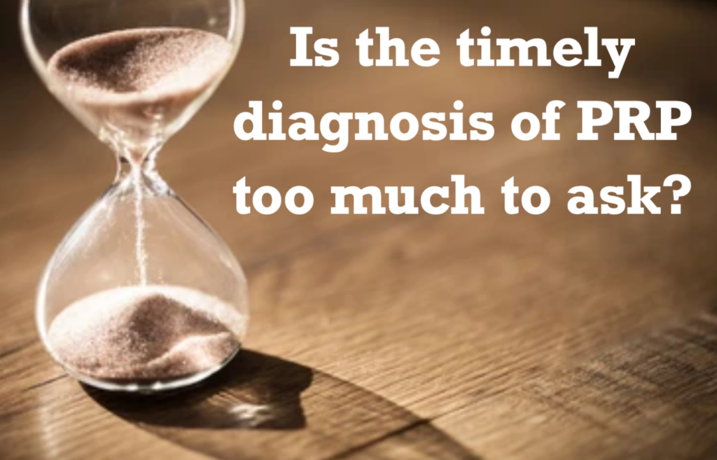 Hourglass and text about PRP diagnosis.