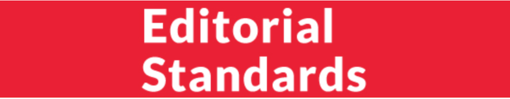 Red banner with "Editorial Standards" text.