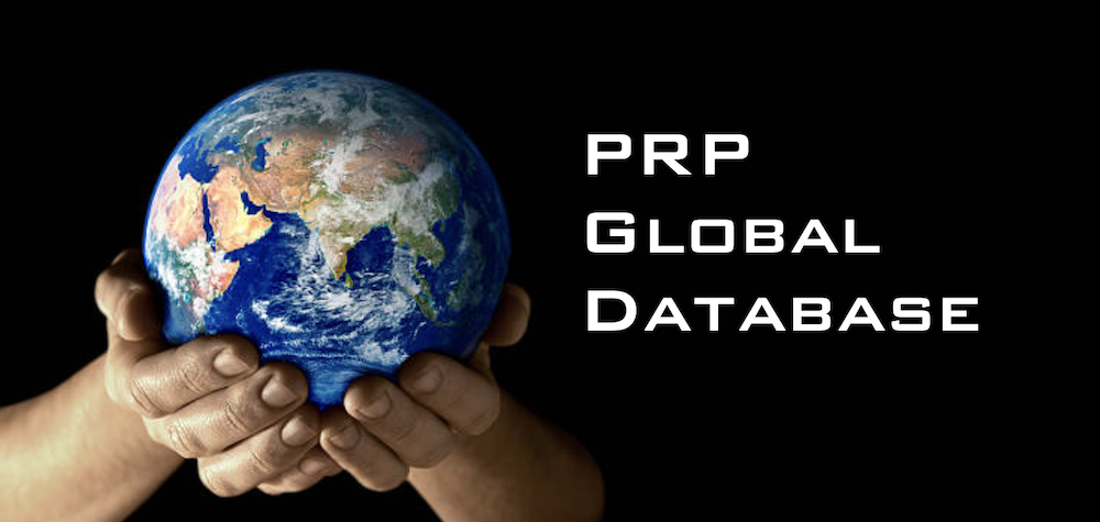 Hands holding Earth, "PRP Global Database".