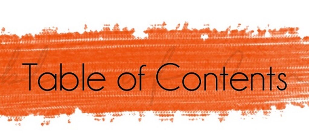 Table of Contents" text on orange background.